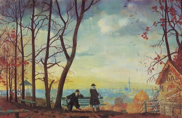  Kustodiev Art Painting - autumn 1918 Boris Mikhailovich Kustodiev